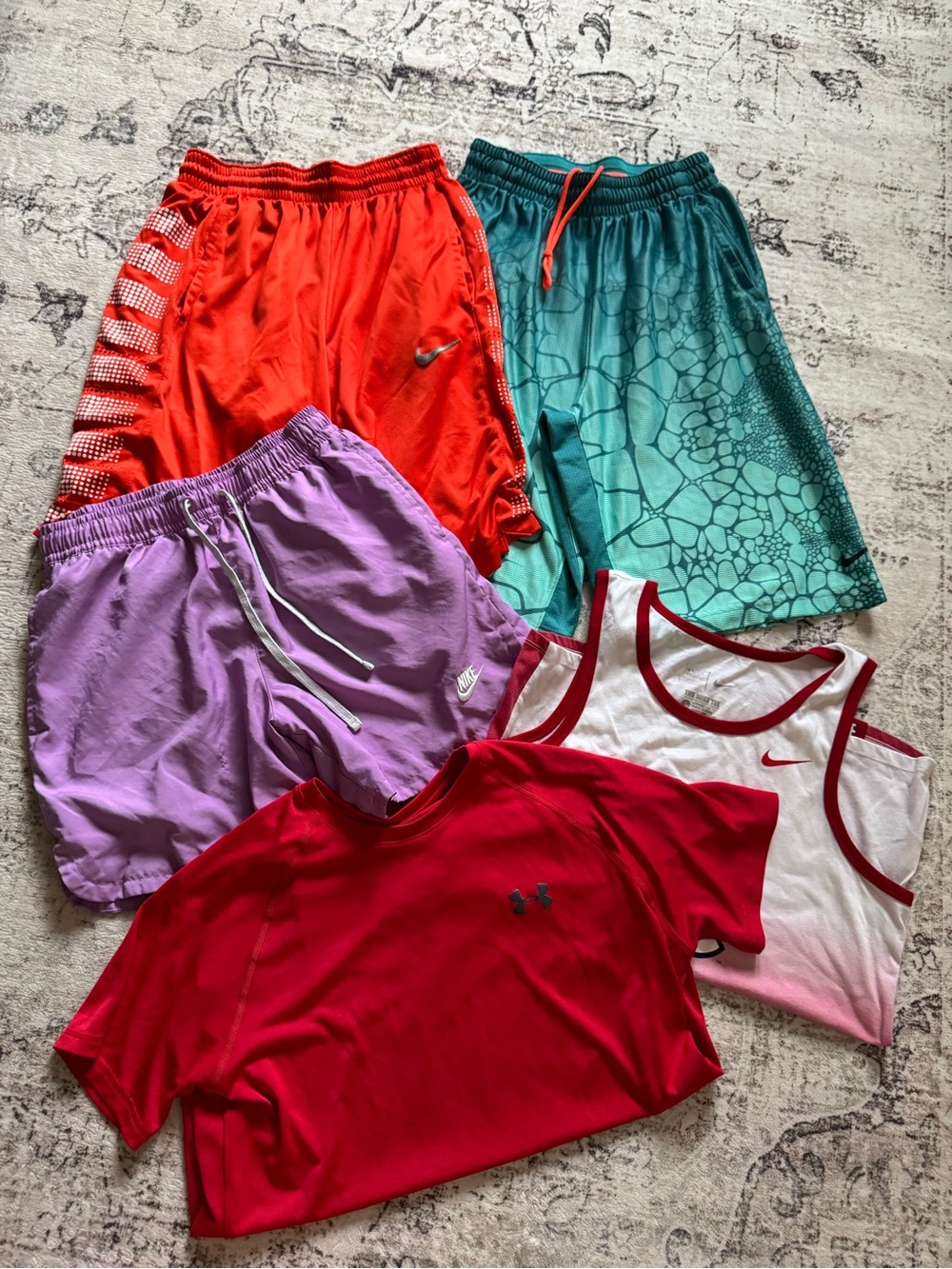 Nike Men's Athletic Shorts Lot - Red, Teal, Lavender